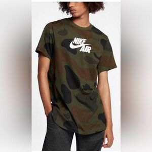 Nike The Nike Tee Athletic Cut Green Camo Cotton Knit T-Shirt Men’s Small